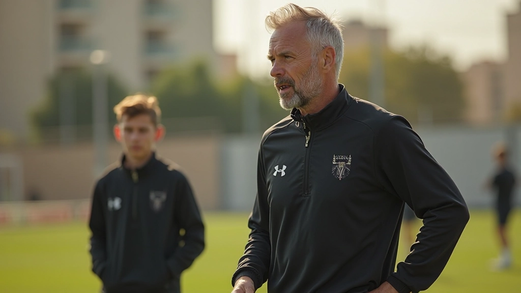 مدرب كرة قدم يقوم بتدريب مجموعة من اللاعبين الناشئين على تقنيات المراوغة