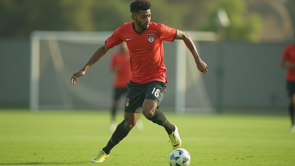 لاعب كرة قدم يقوم بتمرير الكرة بدقة مع تركيز على تقنية القدم